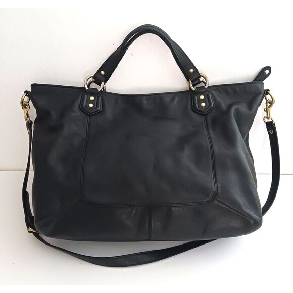 Coach Black Leather Satchel with Gold Accents - Picture 3 of 10